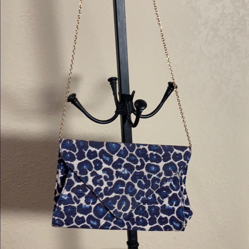 Street Level Bag. Clutch, Blue Animal Print